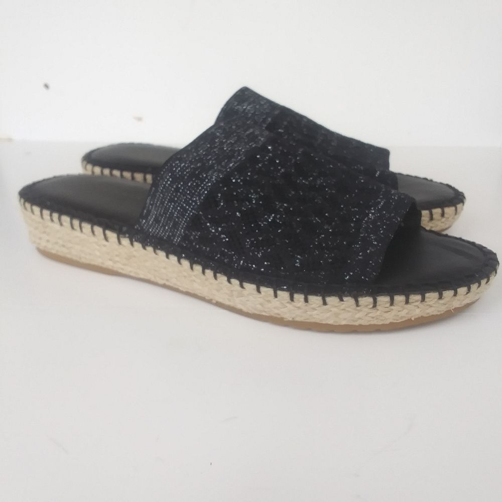 Cole Haan Espadrille Slide Sandals, Black, Women's Size 7.5